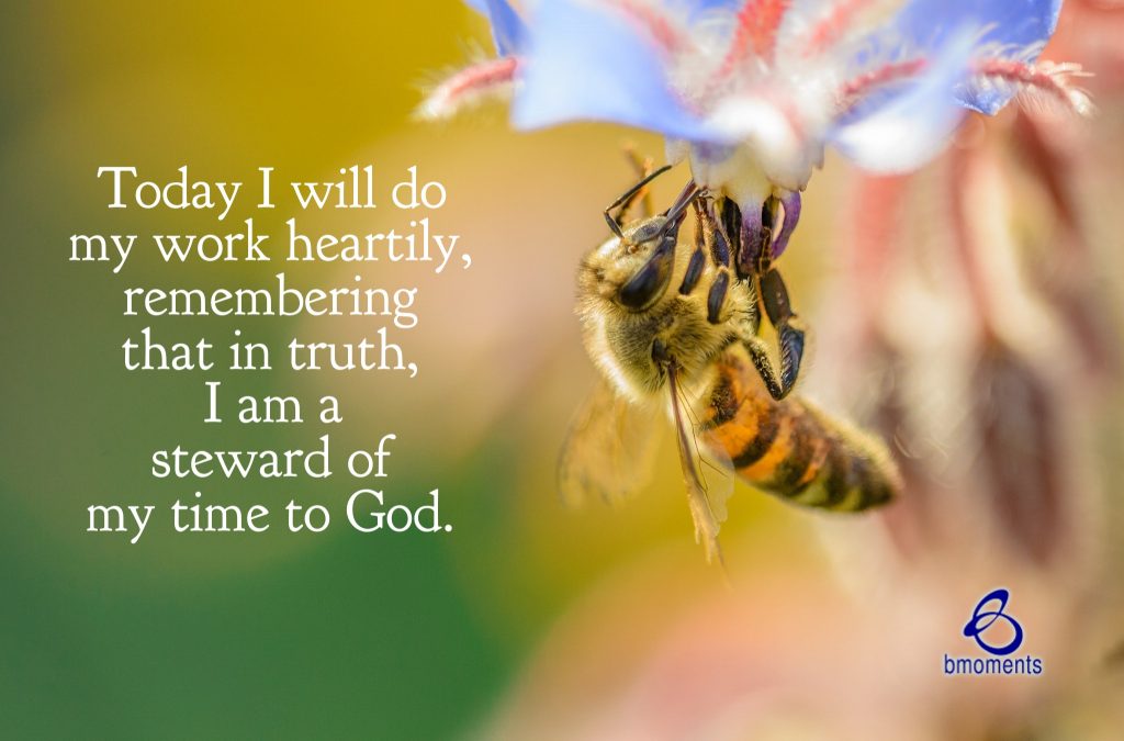 bee collecting necter and inspiration quote